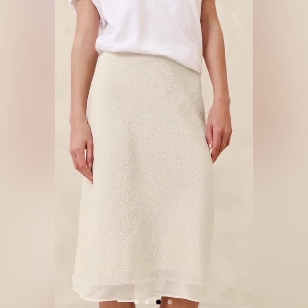 NWT Banana Republic White Beaded Slip Skirt